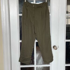 Loft olive green soft pleated draped slacks casual pants new with tags size 6